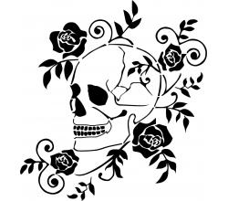 Stencil Schablone Skull mit Rosen